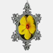 Gele Hibiscus Flower Tin Sneeuwvlok Ornament (Links)