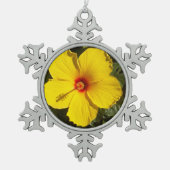 Gele Hibiscus Flower Tin Sneeuwvlok Ornament (Voorkant)