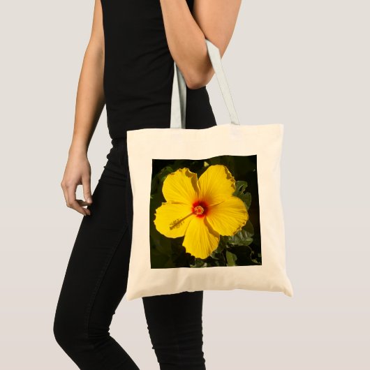 Gele Hibiscus Flower Tote Bag (Voorkant (product))