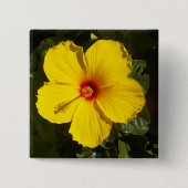 Gele Hibiscus Flower Vierkante Button 5,1 Cm (Voorkant)