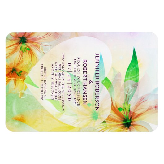 Gele Hibiscus Flowers Heart Dewdrops Weddenschap Magneet (Horizontaal)