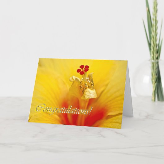 Gele hibiscus gefeliciteerd kaart (Voorkant)