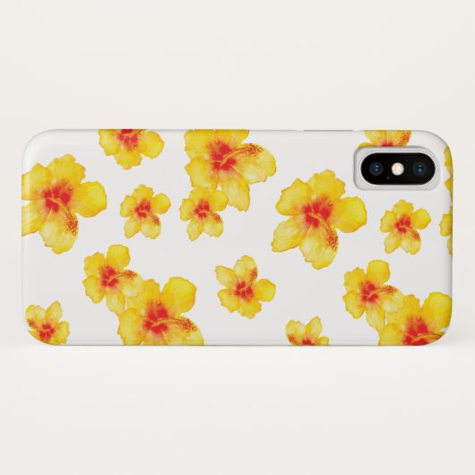 Gele hibiscus hawaiian florale waterverf bloemen Case-Mate iPhone case (Achterkant (horizontaal))