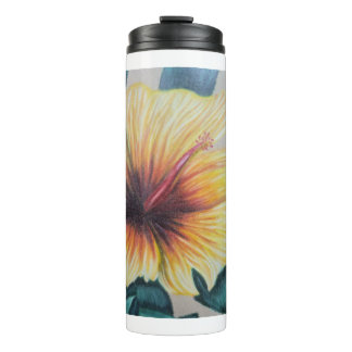 Gele hibiscus hoodie thermosbeker