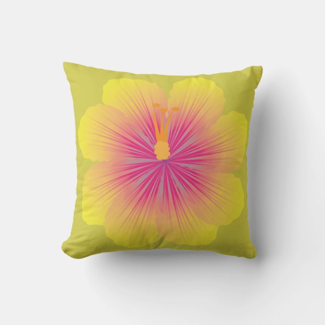 Gele Hibiscus_Illustratie Kussen (Voorkant)