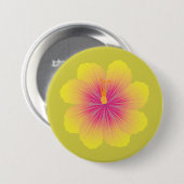 Gele Hibiscus Illustratie Ronde Button 7,6 Cm (Voorkant /achterkant)