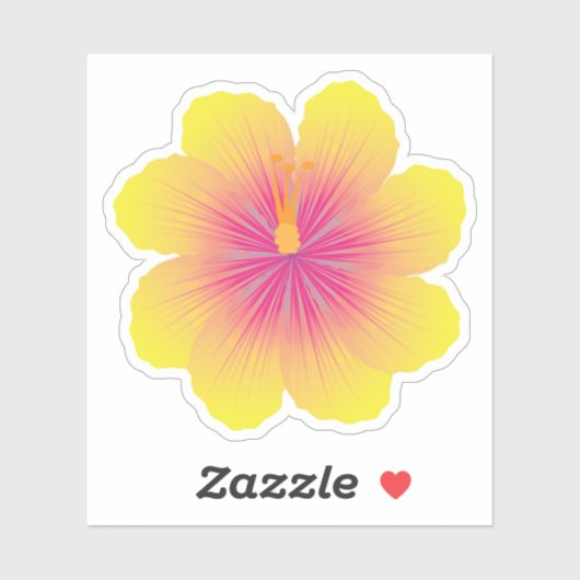 Gele Hibiscus_Illustratie Sticker (Vel)