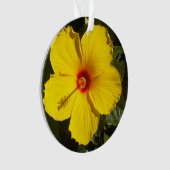 Gele Hibiscus Mele Kalikimaka Tropische Bloem Ornament (voorkant)