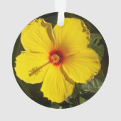 Gele Hibiscus Mele Kalikimaka Tropische Bloem Ornament (achterkant)