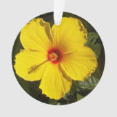 Gele Hibiscus Mele Kalikimaka Tropische Bloem Ornament (voorkant)