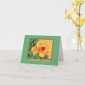 GELE HIBISCUS MET ROOD CENTRUM/DANK U NOTECARD KAART (Gele Bloem)