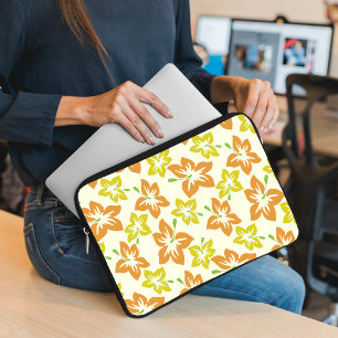 Gele Hibiscus, Oranje Hibiscus, Bloemenpatroon Laptop Sleeve