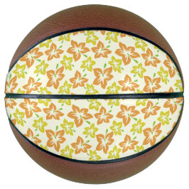 Gele hibiscus, Oranje hibiscus, bloemmotief Basketbal