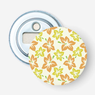 Gele hibiscus, Oranje hibiscus, bloemmotief Button Flesopener