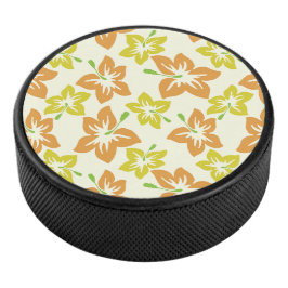 Gele hibiscus, Oranje hibiscus, bloemmotief Hockey Puck