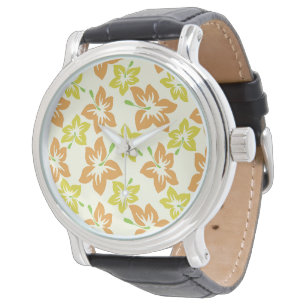 Gele Hibiscus, Oranje Hibiscus, Bloemmotief Horloge