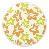 Gele hibiscus, Oranje hibiscus, bloemmotief Keramische Knop (Voorkant)