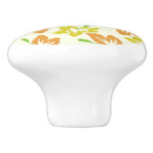 Gele hibiscus, Oranje hibiscus, bloemmotief Keramische Knop (Zijkant)