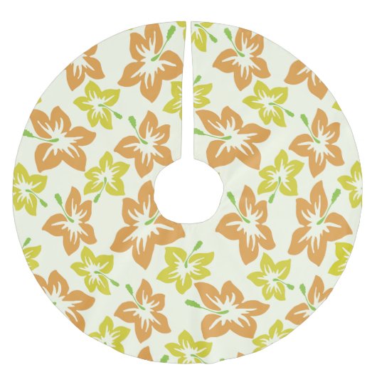 Gele hibiscus, Oranje hibiscus, bloemmotief Kerstboom Rok (Voorkant)