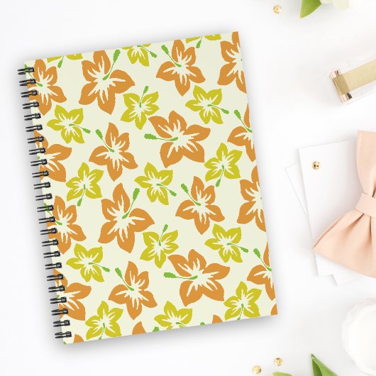 Gele hibiscus, Oranje hibiscus, bloemmotief Notitieboek