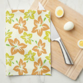 Gele hibiscus, Oranje hibiscus, bloemmotief Theedoek (Quarter Fold)