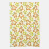 Gele hibiscus, Oranje hibiscus, bloemmotief Theedoek (Verticaal)