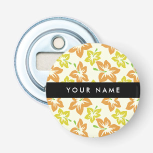 Gele Hibiscus, Oranje Hibiscus, Je Naam Button Flesopener