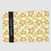 Gele Hibiscus, Oranje Hibiscus, Jouw naam Golfhanddoek (Horizontaal)