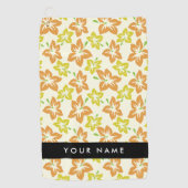Gele Hibiscus, Oranje Hibiscus, Jouw naam Golfhanddoek (Voorkant)