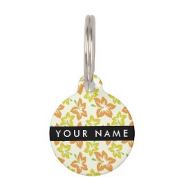 Gele Hibiscus, Oranje Hibiscus, Jouw naam Huisdierpenning