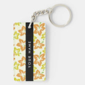 Gele Hibiscus, Oranje Hibiscus, Jouw naam Sleutelhanger (achterkant)