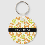 Gele Hibiscus, Oranje Hibiscus, Jouw naam Sleutelhanger (Voorkant)
