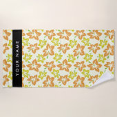 Gele Hibiscus, Oranje Hibiscus, Jouw naam Strandlaken (Voorkant)