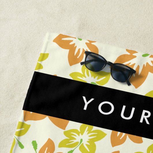 Gele Hibiscus, Oranje Hibiscus, Jouw naam Strandlaken (In situ)