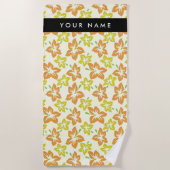 Gele Hibiscus, Oranje Hibiscus, Jouw naam Strandlaken (Voorkant)