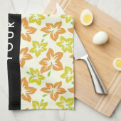 Gele Hibiscus, Oranje Hibiscus, Jouw naam Theedoek (Quarter Fold)