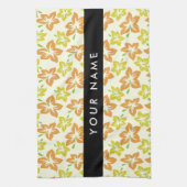 Gele Hibiscus, Oranje Hibiscus, Jouw naam Theedoek (Verticaal)