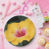 Gele hibiscus papieren bordje (Feest)