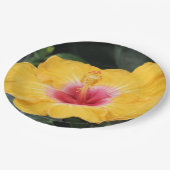 Gele hibiscus papieren bordje (Gekanteld)