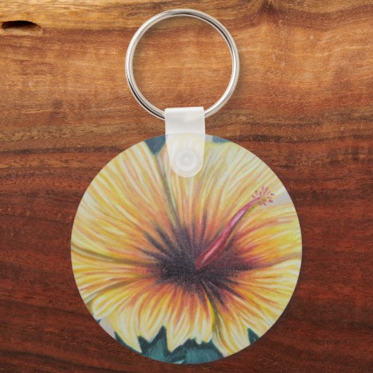 Gele hibiscus sleutelhanger (Voorkant)