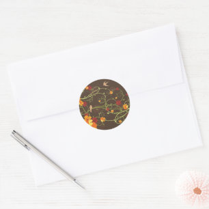 Gele Hibiscus Swallows Birds Party Favor Sticker
