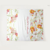 Gele Hibiscus & Swallows Floral Wedding Backdrop Wandkleed (Voorkant (horizontaal))