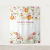 Gele Hibiscus & Swallows Floral Wedding Backdrop Wandkleed (Voorkant)