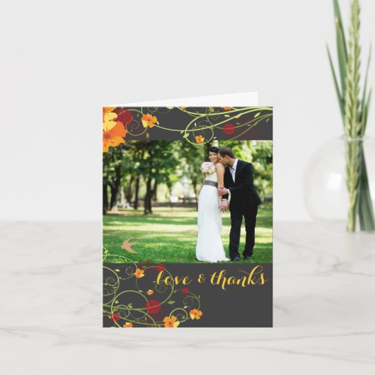 Gele Hibiscus & Swallows Floral Wedding Foto Bedankkaart (Voorkant)