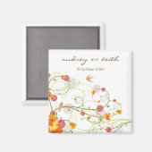 Gele hibiscus & Swallows Wedding Save the Date Magneet (Voorkant / Achterkant)