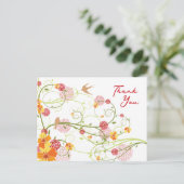 Gele Hibiscus Swirls & Swallows Floral Hartelijk d Briefkaart (Staand voorkant)