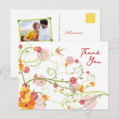 Gele Hibiscus Swirls & Swallows Floral Hartelijk d Briefkaart (Voorkant / Achterkant)