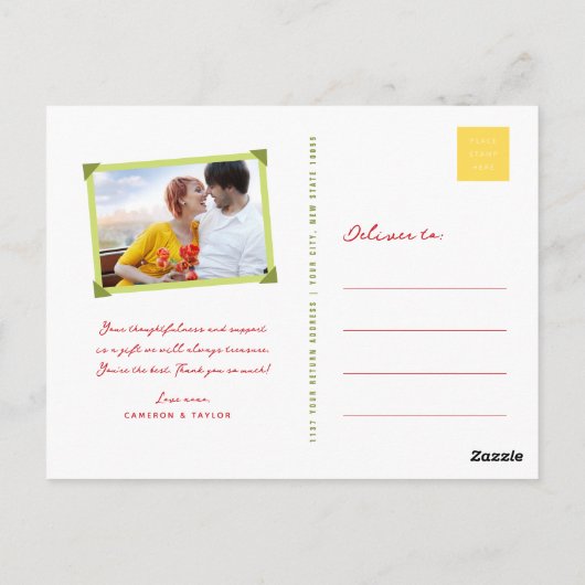 Gele Hibiscus Swirls & Swallows Floral Hartelijk d Briefkaart (Achterkant)