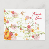 Gele Hibiscus Swirls & Swallows Floral Hartelijk d Briefkaart (Voorkant)