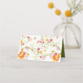 Gele Hibiscus Swirls & Swallows Floral Wedding Plaatskaartje (Achterkant)